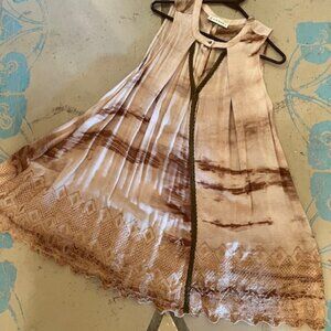 Simisue Tan and Brown Sleeveless Tunic, Size L